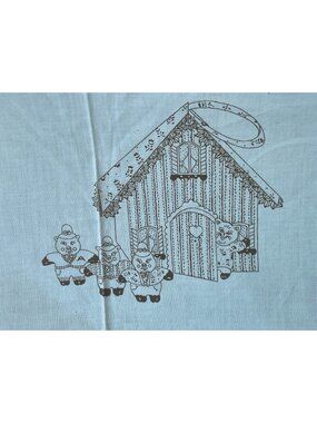 Cut and Sew Three Little Pig Doll playset Panel Vintage Spring Industries NOS